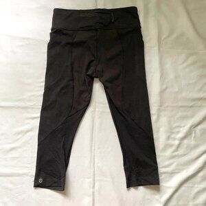 LuluLemon Pace Rival Crop 19" Legging womens 6 Calf Mesh Solid Black Capri Pants